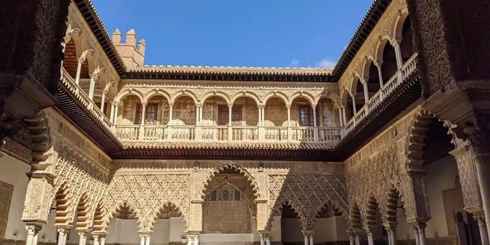 Inner courtyard of the Royal Alcazar - The Alhambra is an architectural complex built in the 14th century in Spain.
